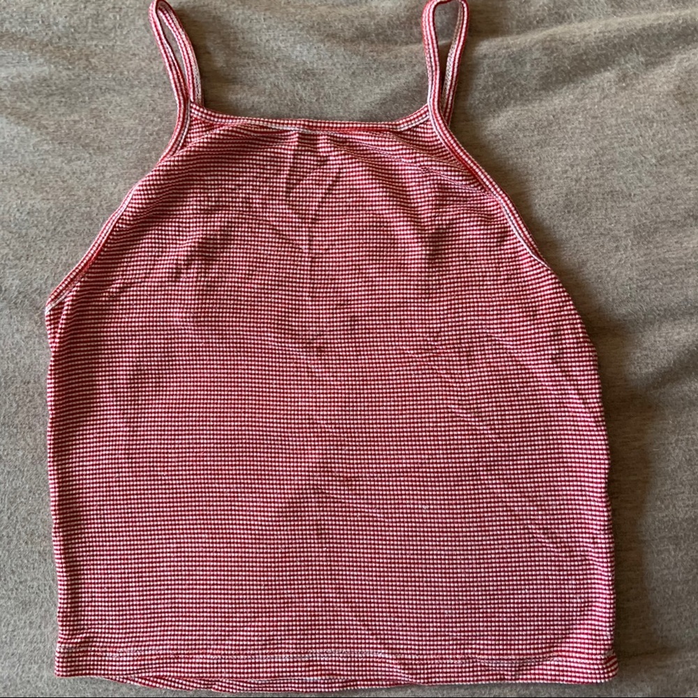 Brandy Melville Red & White Striped Crop Top
